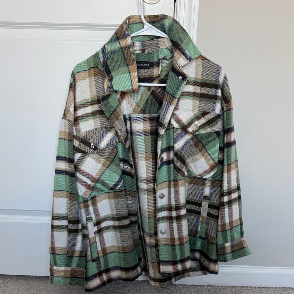 Zara Green and Brown Plaid Shirt